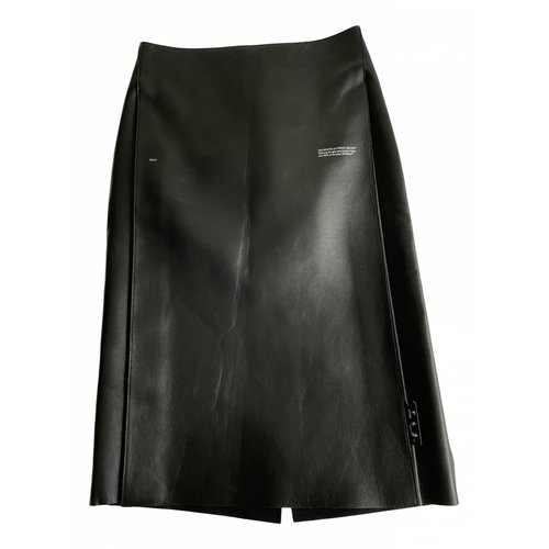 Pre-owned Off-white Leather Mid-length Skirt In Black