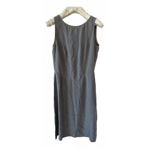 Pre-owned Saint Laurent Silk Mid-length Dress In Grey