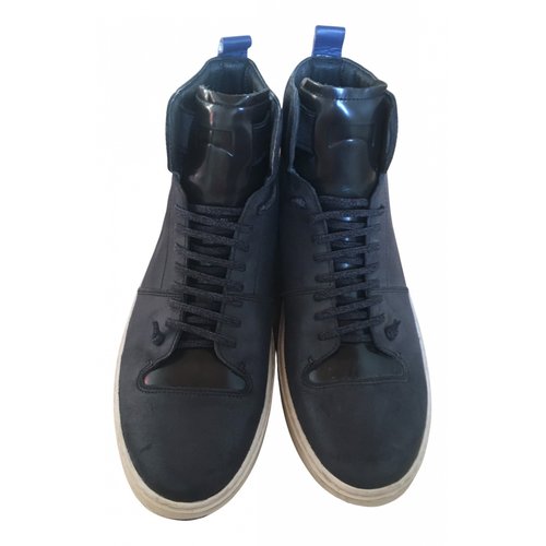 Pre-owned Camper Leather High Trainers In Blue