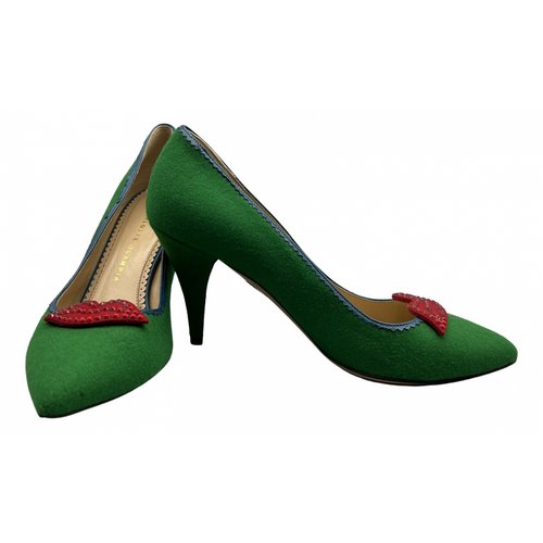 Pre-owned Charlotte Olympia Cloth Heels In Green