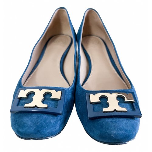 Pre-owned Tory Burch Ballet Flats In Blue