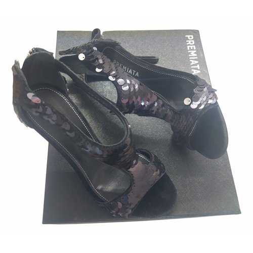 Pre-owned Premiata Glitter Sandals In Black