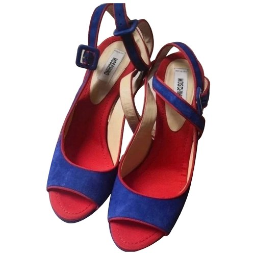 Pre-owned Moschino Cloth Sandals In Blue