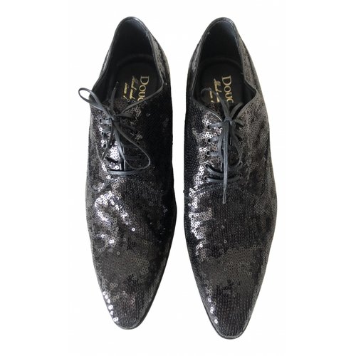 Pre-owned Doucal's Glitter Lace Ups In Black
