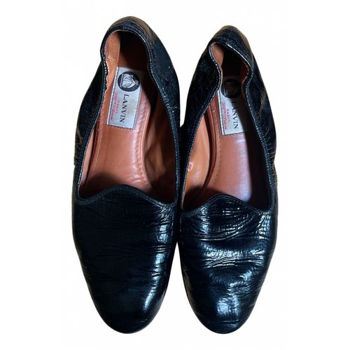 Pre-owned Lanvin Patent Leather Ballet Flats In Black