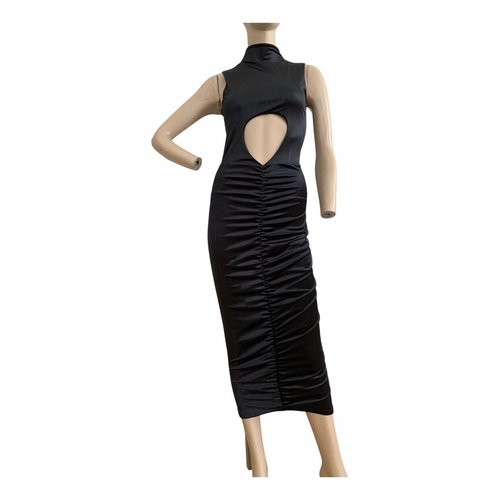 Pre-owned Farai London Velvet Mid-length Dress In Black
