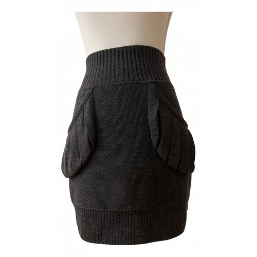Pre-owned Fendi Wool Mini Skirt In Anthracite