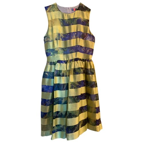 Pre-owned Msgm Silk Mid-length Dress In Yellow