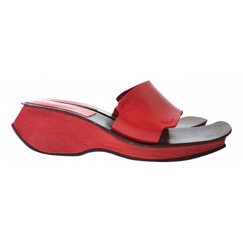 Pre-owned Bcbg Max Azria Leather Sandals In Red