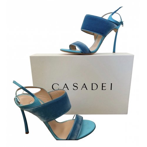 Pre-owned Casadei Velvet Sandal In Blue