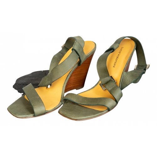 Pre-owned Luca Valentini Leather Sandals In Khaki