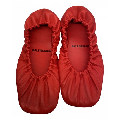 Pre-owned Balenciaga Leather Ballet Flats In Red