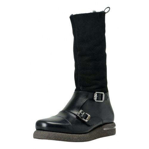 Pre-owned Versace Leather Boots In Black