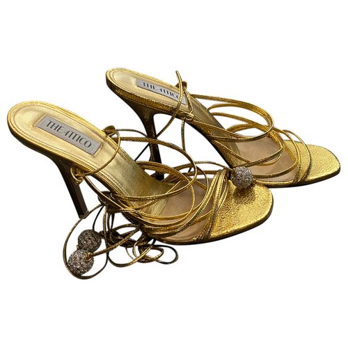 Pre-owned Attico Leather Sandal In Gold