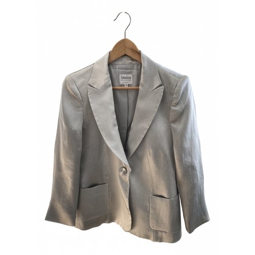 Pre-owned Armani Collezioni Linen Blazer In Grey