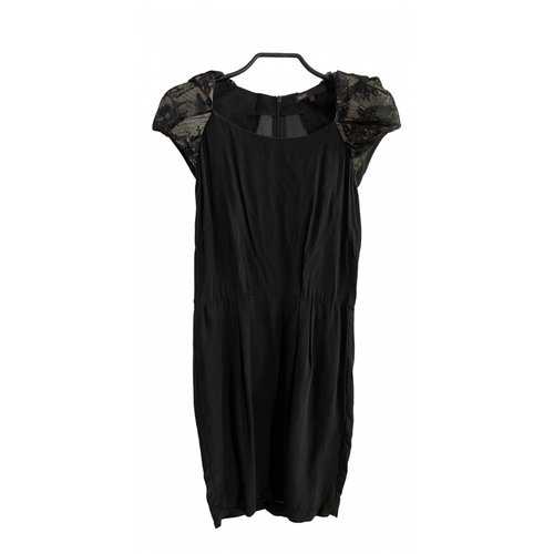 Pre-owned Maje Silk Mid-length Dress In Black