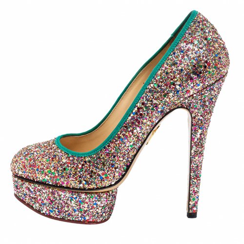 Pre-owned Charlotte Olympia Glitter Flats In Multicolour