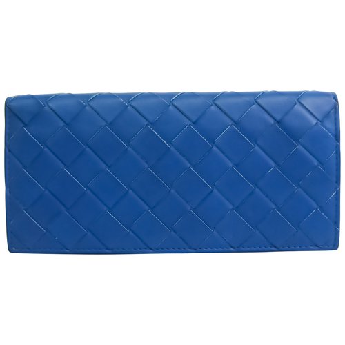 Pre-owned Bottega Veneta Intrecciato Leather Wallet In Blue