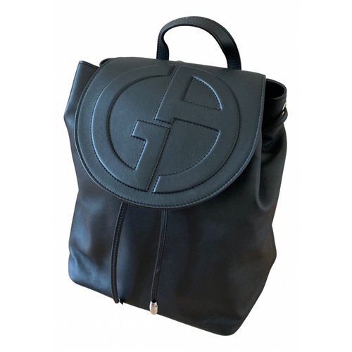 Pre-owned Giorgio Armani Leather Backpack In Black