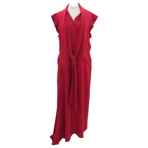 Pre-owned Prada Silk Maxi Dress In Red