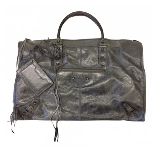 Pre-owned Balenciaga Weekender Leather Handbag In Blue