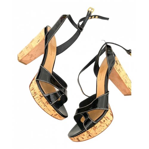 Pre-owned Carshoe Patent Leather Sandals In Black