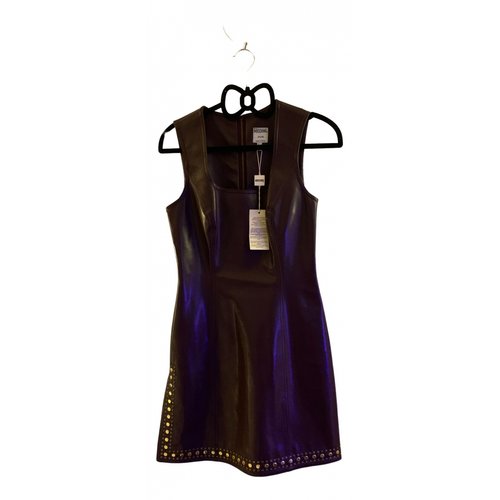 Pre-owned Moschino Leather Mini Dress In Burgundy
