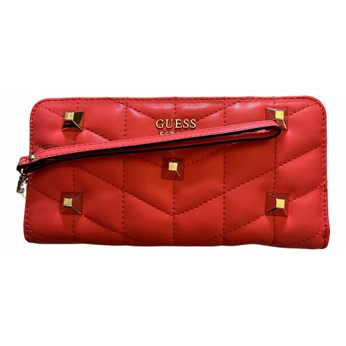 Pre-owned Guess Leather Wallet In Red
