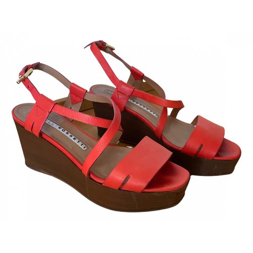 Pre-owned Fratelli Rossetti Leather Sandals In Orange