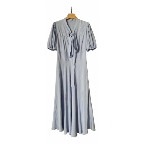 Pre-owned Gilmar Silk Mid-length Dress In Turquoise