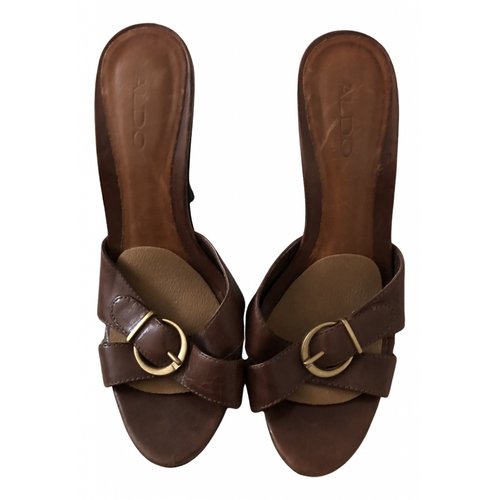 Pre-owned Aldo Leather Sandals In Brown