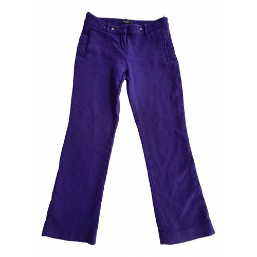 Pre-owned Versace Wool Large Pants In Purple