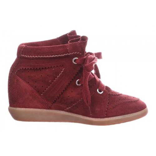 Pre-owned Isabel Marant Betty Leather Trainers In Burgundy