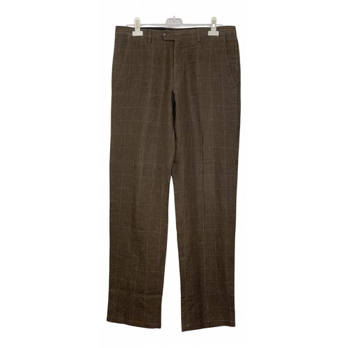 Pre-owned Alexander Mcqueen Linen Trousers In Brown