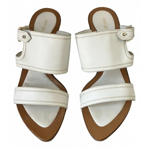 Pre-owned Sergio Rossi Leather Mules In White