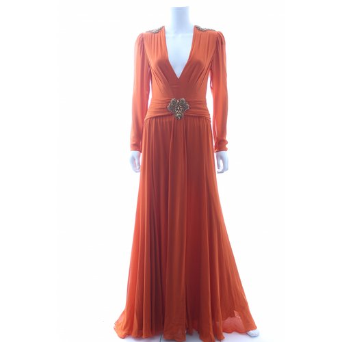 Pre-owned Dundas Silk Dress In Orange