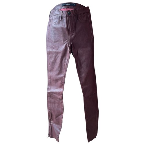 Pre-owned J Brand Leather Slim Pants In Burgundy