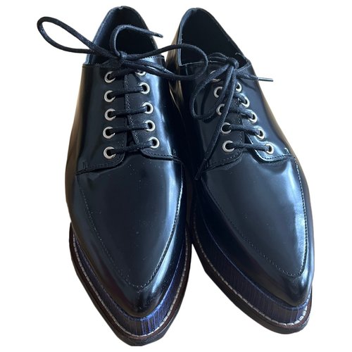 Pre-owned Opening Ceremony Vegan Leather Lace Ups In Black