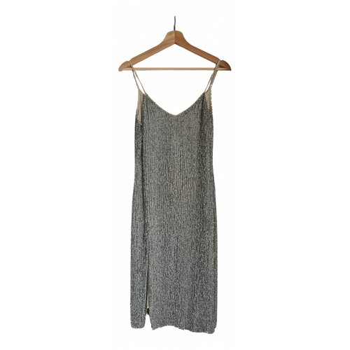 Pre-owned Retroféte Silk Mid-length Dress In Silver