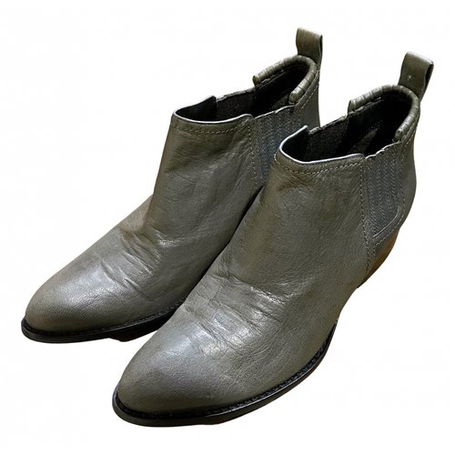 Pre-owned Alexander Wang Leather Ankle Boots In Grey