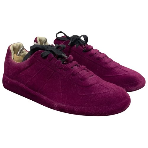 Pre-owned Maison Margiela Replica Leather Low Trainers In Purple