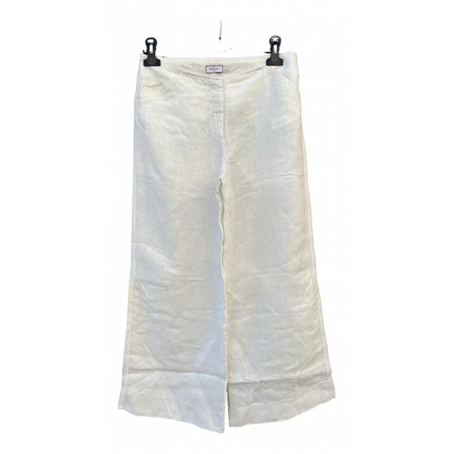 Pre-owned Max & Co Linen Large Pants In White