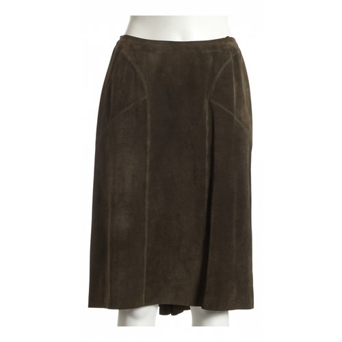 Pre-owned Alaïa Leather Mid-length Skirt In Green