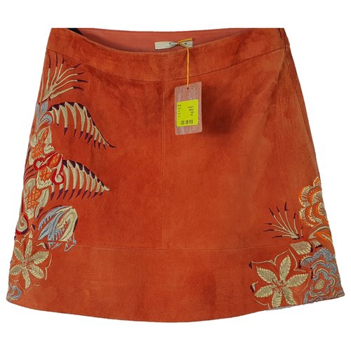Pre-owned Etro Leather Mid-length Skirt In Orange