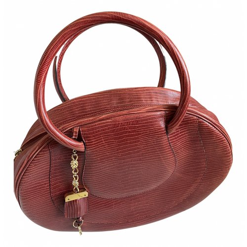 Pre-owned Lancel Mademoiselle Adjani Leather Handbag In Orange
