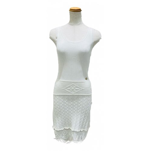 Pre-owned Chanel Wool Mini Dress In White