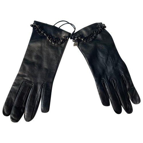 Pre-owned Atos Lombardini Leather Gloves In Black