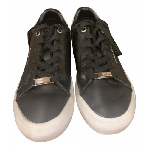 Pre-owned Calvin Klein Leather Trainers In Black