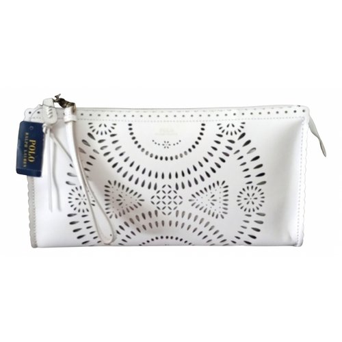 Pre-owned Polo Ralph Lauren Leather Clutch Bag In White