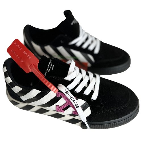 Pre-owned Off-white Arrow Cloth Trainers In Black